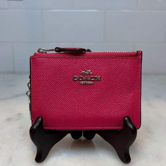 Coach Saffiano Leather Keychain Cardholder Wallet - Picture 1 of 14